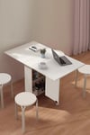 Multifunctional Folding Dining Table for Small Spaces with 2-tier Shelves
