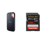 SanDisk Extreme 2 to NVMe SSD, Disque Externe, USB-C, jusqu'à 1 050 Mo/s en Vitesse de Lecture & 128 Go Extreme Pro Carte SDXC + RescuePRO Deluxe, jusqu'à 200 Mo/s, UHS-I, Classe 10, U3, V30