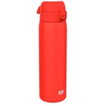 Ion8 Vacuum Insulated Steel Water Bottle, 500 ml/18 oz, Leak Proof, Easy to Open, Secure Lock, Dishwasher Safe, Fits Cup Holders, Carry Handle, Scratch Resistant, Metal Water Bottle, Red