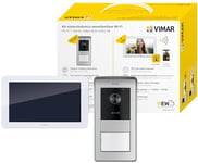 Vimar K42945 Kit portier-vidéo WiFi en saillie Contenant: portier-vidéo WiFi à écran Tactile LCD 7" Mains Libres, Platine Audio-vidéo RFID, Alimentation avec fiches Standards EU, EK, US et AU