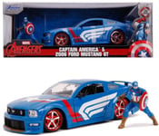 Leksaksbil med figur - Captain America - 2006 Ford Mustang 1:24