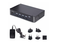 StarTech.com 4-Port DisplayPort 1.4 KVM Switch, 8K 60Hz / 4K 144Hz, 2x USB 3.0 Ports, 4x USB 2.0 Ports, Hotkey Switching, TAA Compliant (D86A2-4-PORT-8K-KVM) - Omkopplare för tangentbord/video/mus/ljud/USB - 4 x KVM/ljud/USB - 1 lokal användare - skrivbordsmodell - TAA-kompatibel
