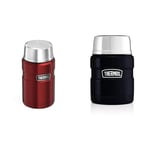 Thermos 101514 Stainless King Food Flask, Red, 710 ml & 183270 Stainless King Food Flask, Midnight Blue, 470 ml
