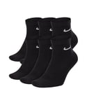 Nike Unisex Dry Cushion Everyday 6 Pairs Ankle Socks in Black Cotton - Size Medium