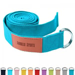 GORILLA SPORTS - Sangle de Yoga 100% coton - Sangle pour étirements - Fermetures en métal - 11 coloris - Couleur : BLEU