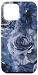 Coque pour iPhone 12 Pro Max Bleu marine et fleurs de roses
