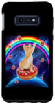 Coque pour Galaxy S10e Space Cat Riding Doughnut Rainbow Cat Galaxy Cute Kitty