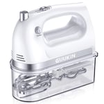 GUUKIN Hand Whisk Electric, 300W Multi-Speed Hand Mixer with Turbo Button, Easy Eject Button and 5 Attachments (Beaters, Dough Hooks, and Whisk)