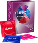 Durex Surprise Me Mixed  Condoms Thin Thick Ribbed Dotted Condoms Pack of 40 UK