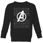 Marvel Avengers Logo Kids Christmas Jumper - Black - 9-10 Years