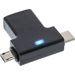 InLine 35804 Adaptateur T USB 3.1/2.0 OTG mâle USB Type C ou Micro USB vers A Femelle