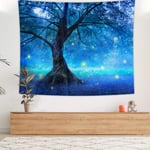 JOLIGAEA 150 X 130cm Tapestry Wall Hanging, Polyester Fabric wall Tapestries, Tree of Life in Psychedelic Forest under Star Moon Night, ature Landscape Tapestry for Bedroom and Living Room