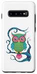 Coque pour Galaxy S10+ Hibou floral art populaire asiatique design visuel hibou drôle