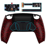 eXtremeRate Textured Red Programable RISE4 Remap Kit for ps5 Controller BDM-010 BDM-020, Upgrade Board & Redesigned Back Shell & 4 Back Buttons - Controller NOT Included