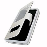 Ulefone Power 3L Extra Slim White Folio Case X 2 Windows i ekologiskt kvalitetsläder med magnetisk stängning och sömmar