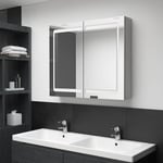 vidaXL badeværelsesskab m. spejl + LED-lys 80x12x68 cm betongrå
