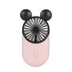 QIXIAO Mini Portable Hand Held Desk Fan，USB Charging LED Mini Pocket Handheld Fan Three Speeds Optional For Home Office Traveling Mickey Mouse For Kids (Color : Pink)