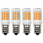 2.5W LED Fridge Light Bulb E14 (Replacement 25W Halogen) 230V C37 Candle Bulbs for Freezer Microwave Cooker Hood Chandelier lamp Decorative Lighting Warm White 3000K, 4-Pack