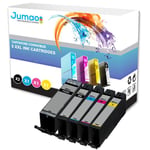 Lot de 5 Cartouches noirs (27 Ml) et couleurs (12,5 Ml) compatibles pour Canon PIXMA TR7550 TR8550 TS6150 - Jumao -