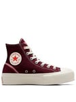 Converse Chuck Taylor All Star Lift Cotton Hi-Tops - Red, Red, Size 4, Women