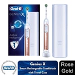 Oral-B Genius X Smart Rechargeable Toothbrush with Travel Case, Rose Gold