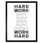 Gym Motivation Hard Work Beats Talent Inspirational Exercise Wall Art Art Print Framed Poster Wall Decor 12x16 inch