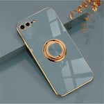 EYZUTAK Electroplated Magnetic Ring Holder Case, 360 Degree with Rotation Metal Finger Ring Holder Magnet Car Holder Soft Silicone Shockproof Cover for iPhone 7 iPhone 8 iPhone SE 2020 - Gray