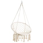 BTFY Cream Hanging Chair – Macrame Boho Rope Swing Chair for Garden, Outdoor, Patio, Terrace, Decking – Swinging Relax Comfort Lounge Hammock Chair Seat – Light, Natural Bohemian Style Seating