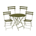 Fermob - Bistro matgrupp bord 77cm & 4 metall stolar pesto - Matgrupper utomhus