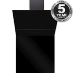 SIA 60cm Black Angled Sliding Glass Cooker Hood & Toughened Glass Splashback