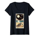 Womens The Sea Turtle Tarot Card Stars and Moon Women Men Kids V-Neck T-Shirt