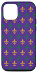Coque pour iPhone 14 Fleur de lis de la Nouvelle-Orléans aux couleurs violettes de Mardi Gras