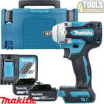 Makita DTW300 18V Brushless Impact Wrench With 2 x 5Ah Batteries, Charger & Case