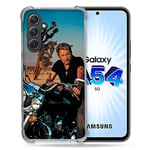 Cokitec Coque Renforcée en Verre Trempé pour Samsung Galaxy A54 5G Musique Johnny Hallyday Moto
