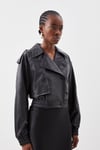 Faux Leather Tailored Bomber Mac Jacket