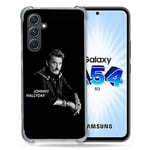 Cokitec Coque Renforcée en Verre Trempé pour Samsung Galaxy A54 5G Musique Johnny Hallyday Noir