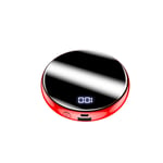 10000Mah Power Bank, Full Mirror Mini LED Display External Power Charger Dual USB Port External Battery Power Bank Portable,Red