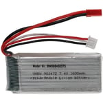 Vhbw - Batterie compatible avec bec connecteur pour modéle rc par ex. voiture de course avion (1600mAh, 7,4V, Li-polymère, 78 x 34 x 20 mm)