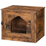 HOOBRO Maison de Toilette pour Chat en Bois, Enceinte de litière pour Chat avec Porte et Trous d’Aération, Structure Robuste, Espace de Spacieux, pour Salon, Chambre, Marron Rustique EBF01MW01G1