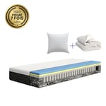 Pack 90x190 - Matelas Hybride + Couette + Oreiller Nuage