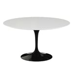 Knoll - Saarinen Round Table - Matbord Ø 137 cm Svart underrede skiva i Vit laminat - Matbord