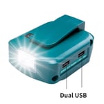 Double USB - Lampe de travail pour Makita, adaptateur LED, batterie li on 14.4V-18V, BL1830, BL1430, double c