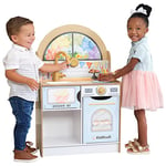 KidKraft Let’s Celebrate Party Play Kitchen with Lights and Sounds for Kids, Wooden Toy Kitchen with Birthday Decoration, Cake and Candles, Kids' Kitchen set, Kids' Toys, 20260