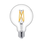 Philips MASTER Value LEDglobe E27 93mm Filament Klar 5.9W 806lm - 927 Extra Varm Vit | Bästa färgåtergivning - Ersättare 60W