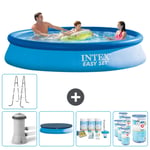 Intex Pyöreä puhallettava Easy Set uima-allas - 366 x 76 cm - Sininen - Sisältää pumpun Peite - Huoltopaketti - Suodattimet - Tikapuut Tarvikkeet Muk