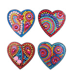 Occitop 4pcs/Set Fridge Magnet Jewelry DIY Diamond Painting Kits Full Drill Cross Stitch Embroidery Craft Heart Pattern