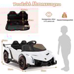 Lamborghini-elbil för barn med fjärrkontroll & LED-strålkastare & horn & musik vit