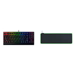Razer BlackWidow V3 Tenkeyless (Green Switch) - Compact Mechanical Gaming Keyboard, UK Layout | Black & Goliathus Extended Chroma - Soft Extended Gaming Mouse Mat with Chroma RGB Lighting, Black