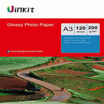 A3 Photo Paper High Glossy - 120Sheets 200Gsm Thin Inkjet Photo Paper Print Uink