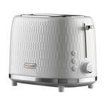 Honeycomb 2 Slice Toaster 3D Texture High Lift Handle Defrost Reheat White